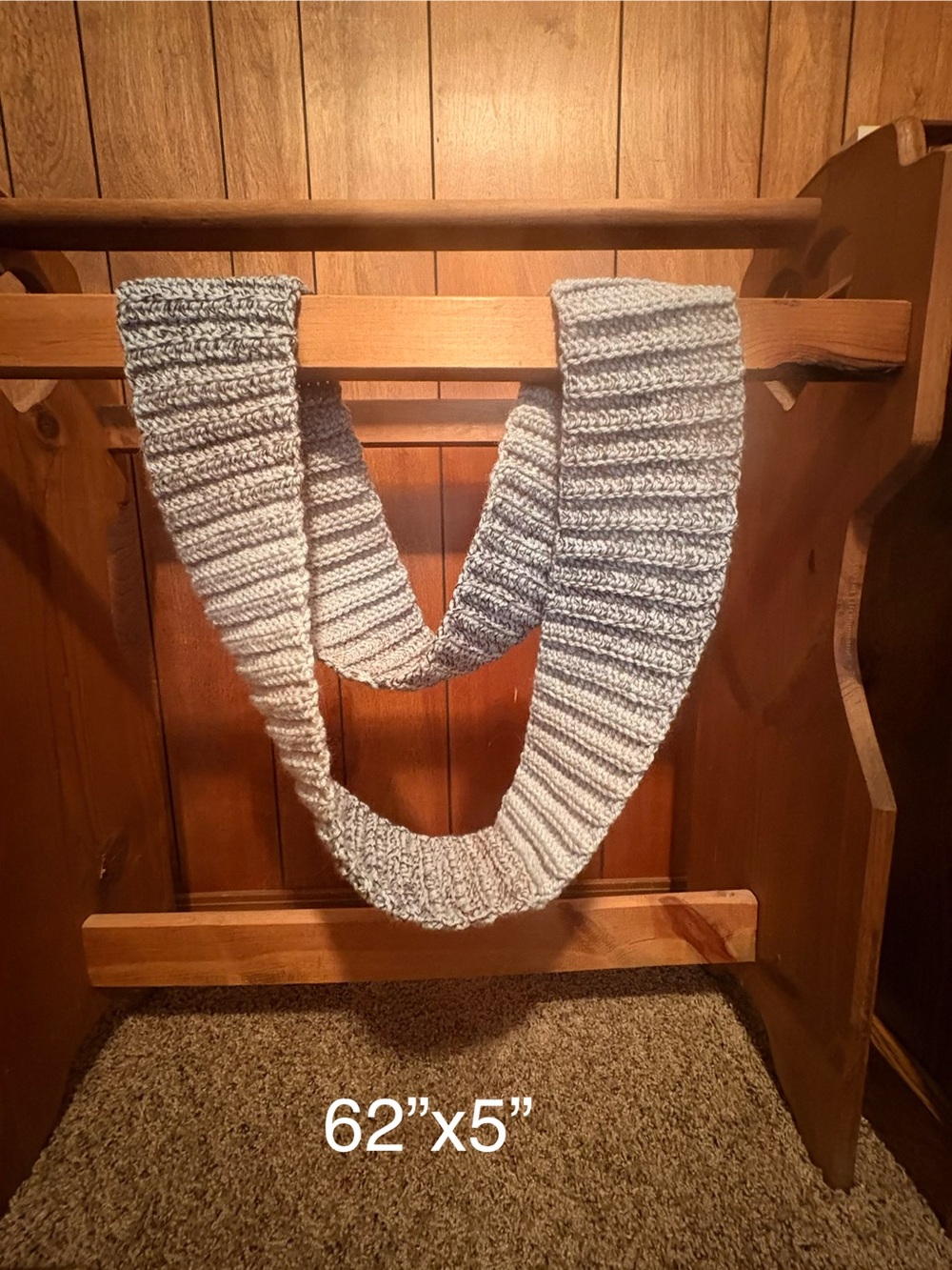 Handmade Light Gray Knit Infinity Scarf